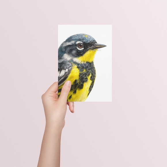 Watercolor Magnolia Warbler Bird Portrait Wall Art Print Poster , Unframed - Picture 5 of 7